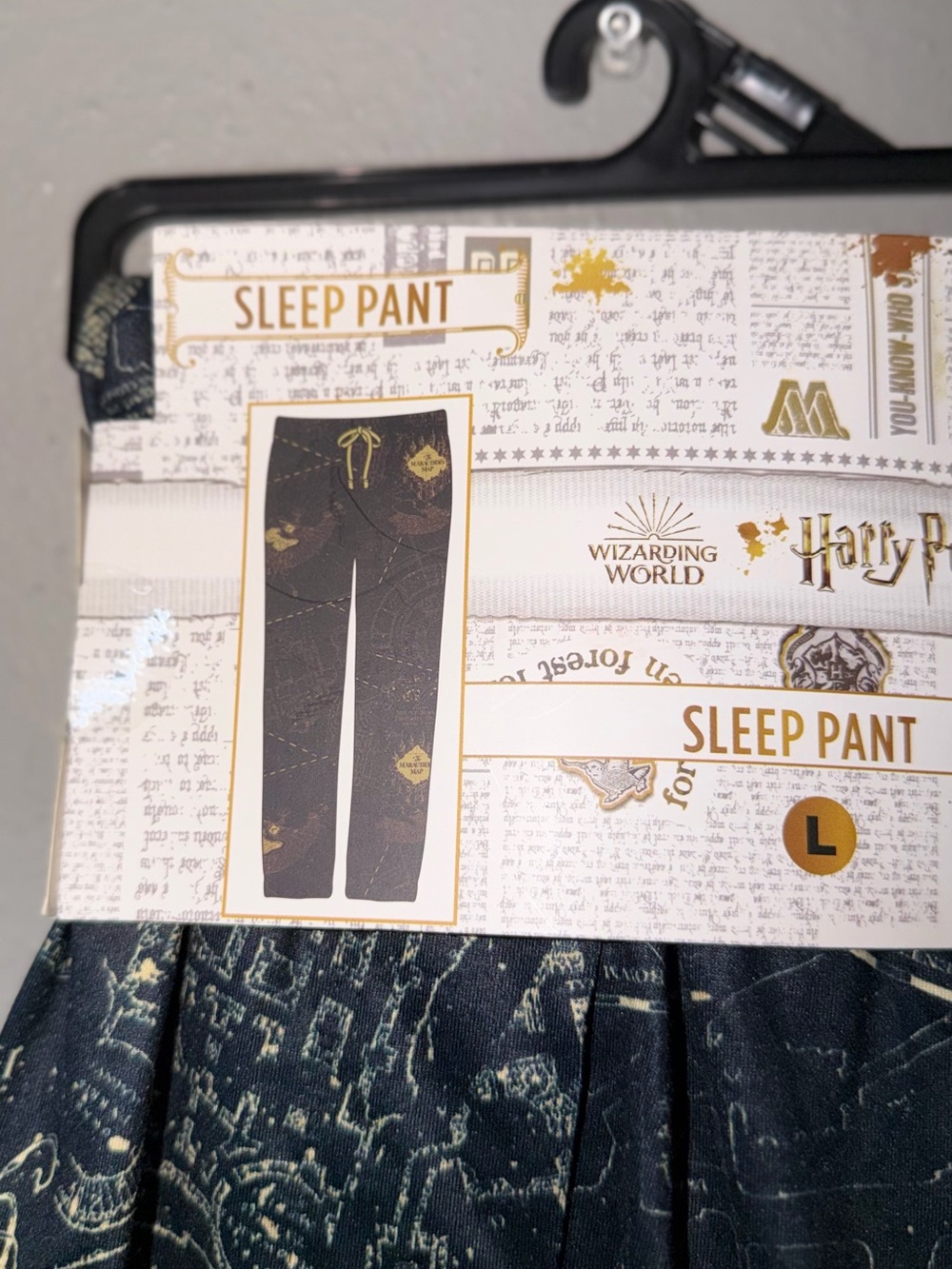 Harry Potter The Marauder's Map Black Pajama Pants Sleepwear L - Picture 2 of 3